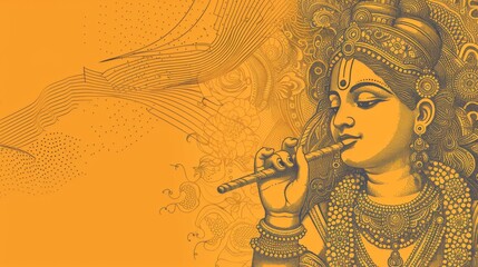 Illustration of Lord Krishna in a colorful and artistic style