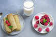 breakfast thin pancakes with fresh berries