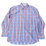 Fototapeta  - Men's casual blue check long sleeve shirt on white background