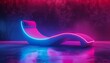 Neon style of furniture transforms living spaces into vibrant scenes from a neoninfused future, crafted in minimal styles, banner template sharpen with copy space