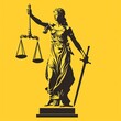 illustration of statue of lady justice on yellow background