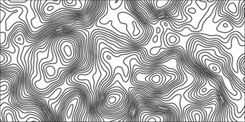 Wall Mural - Abstract Topographic line art background. Mountain topographic terrain map background with white shape lines.Geographic map conceptual design.Black on white contour height lines.	