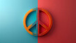 A minimal peace symbol in contrasting primary colors