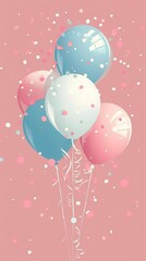 Wall Mural - Baby shower balloons flat design top view colorful theme animation Tetradic color scheme