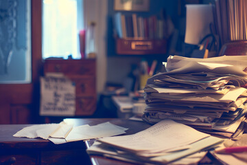 Poster - stack of papers documents office business