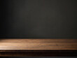 Empty blackboard and wooden table