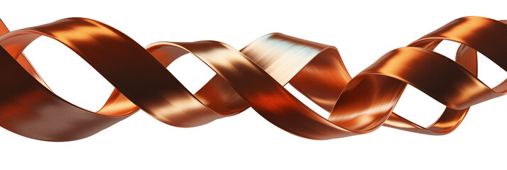 Wall Mural - 3D bronze metallic ribbon, twisted form, isolated on transparent background