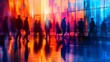 © Anastasiia - Blurry Image of Businesspeople Walking in City Office with a Blue Color Tone. Concept Business, Urban, Blurry, Blue Tone, Office