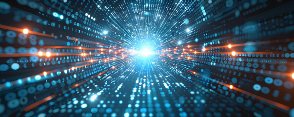 Digital data and flow of information background, representing big technology or digital transformation concept, global cyber network connection