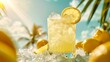 © Vagner Castro - A tropical cocktail of refreshing lemonade served with lots of ice and a fresh lemon wedge. Lime cocktail in a tropical beach setting.