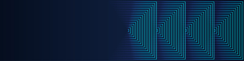 Poster - Abstract futuristic dark background with glowing blue green geometric lines design. Modern shiny blue geometric pattern with rectangular line pattern. Horizontal banner template overlay layer	