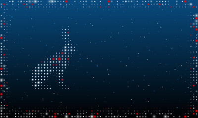 Wall Mural - On the left is the hare symbol filled with white dots. Pointillism style. Abstract futuristic frame of dots and circles. Some dots is red. Vector illustration on blue background with stars