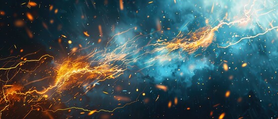 Wall Mural - Ethereal electric discharge canvas artwork banner.