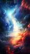 Cosmic clouds and starlight converge in a stunning display of celestial wonder. Futuristic fantasy concept