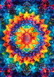 psychedelic geometric mandala, intricate repeating patterns, vivid rainbow palette, hypnotic background