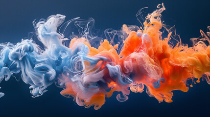 Wall Mural - A colorful smoke trail with blue, orange, and white colors