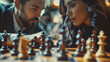 two people playing an intense game of chess, world game's day, Generative Ai