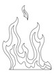 Fire flame line icon. Cartoon heat wildfire or bonfire, burn power fiery. Power light energy silhouette linear style. Campfire element in flat style