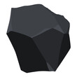 Coal black mineral resources. Pieces of fossil stone. Polygonal shape. Black rock stone of graphite or charcoal. Energy resource charcoal icon
