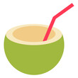 Coconut cocktail with straw, summer vector illustration.