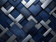 Sophisticated Silver Geometric Patterns on Glossy Navy Blue Canvas Luxury Background Concept with Copy Space