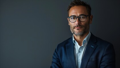 Wall Mural - Man in Suit and Glasses Posing for Picture