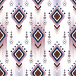 Ethnic Ikat fabric pattern geometric style. Motif Ikat embroidery Ethnic oriental seamless pattern with pink and blue diamons shape on white background.