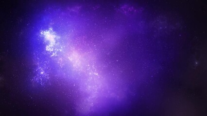 Wall Mural - particles in blue purple space dream 4k loop features a purple hued space atmosphere with moving clo