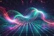 Neon Fusion: Futuristic Music Album Cover with Abstract Ribbon Design