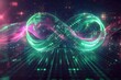 Neon Fusion: Futuristic Music Album Cover with Abstract Ribbon Design