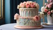 A stunning, multi-tiered birthday cake adorned with delicate flowers and intricate piping, fit for a royal celebration.