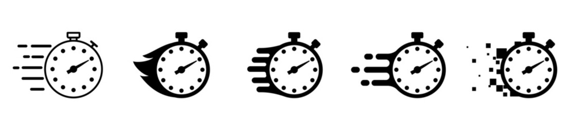 Timers icon set on transparent background. Stopwatch symbol. countdown Timer vector illustration