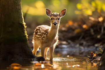 Sticker - Curious deer standing in water