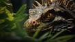 Close-up of a green iguana in the jungle