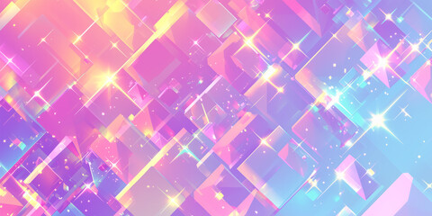 Wall Mural - Sparkling neon geometric pattern background with pastel gradients