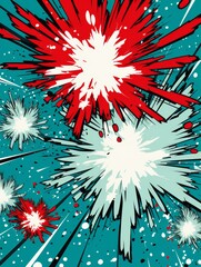 Poster - abstract explosion of colorful fireworks