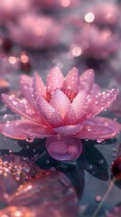 Wall Mural - background with close up of pink lotus flower