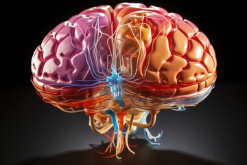 Wall Mural - Detailed 3D illustration of the human brain