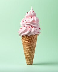 Wall Mural - fruit ice cream cone on mint background	