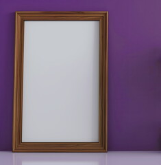 Poster - Modern Purple Wall with Wooden Frame Mockup