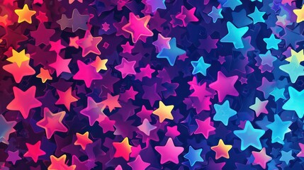 Wall Mural - Anime style colorful stars seamless pattern