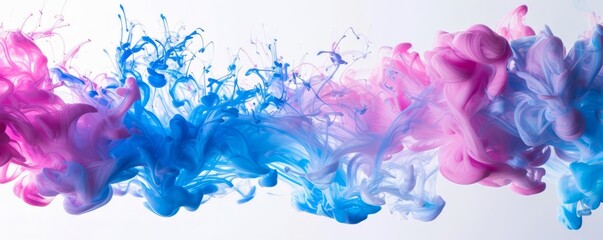 Aufkleber - Vibrant blue and pink smoke swirls on white background