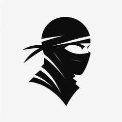 Wall Mural - Minimalist Graphic Silhouette of a Ninja’s Head