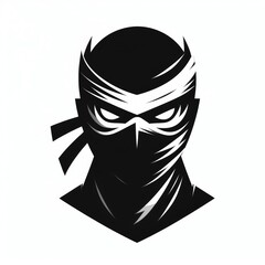 Wall Mural - Minimalist Graphic Silhouette of a Ninja’s Head