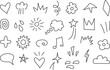 Cute line element, sketch scribble, doodle arrow, cartoon cloud outline icon, hand drawn star, anime text sticker, emoji movement symbol, comic expression mark. Editable stroke. Simple vector