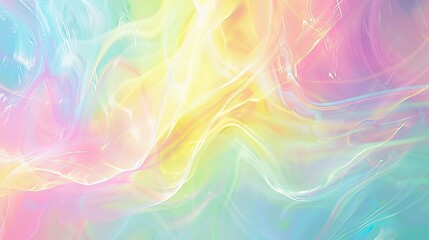 Wall Mural - A holographic neon background featuring colorful abstract waves in pastel shades, providing a vibrant and dynamic backdrop for various design projects.