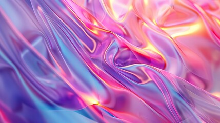 Wall Mural - a holographic neon background featuring colorful abstract waves in pastel shades, providing a vibran