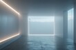 © Marat - An empty white room interiour with bare walls and day lighting neon glowing