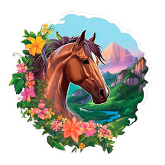 Wall Mural - Horse Image, for T-Shirt Print, Cap, Mug, Slippers, Mousepad, with Transparent Background PNG