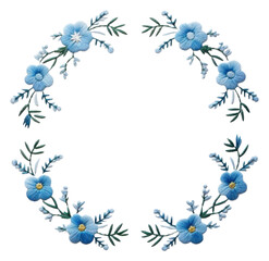 Wall Mural - PNG Little Blue flower circle border pattern embroidery porcelain